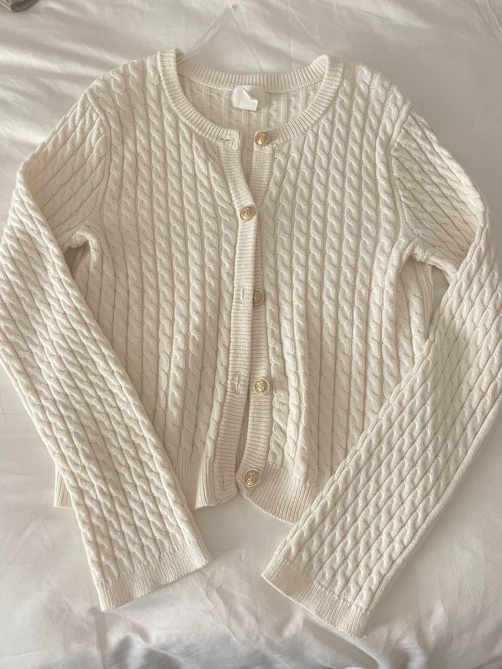 H&M Cream Cable Knit Button-Front Cardigan